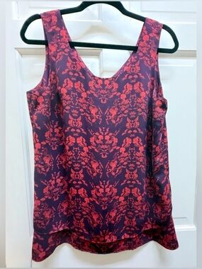 Gorgeous CAbi Red and Dark Purple Blouse Tank Top